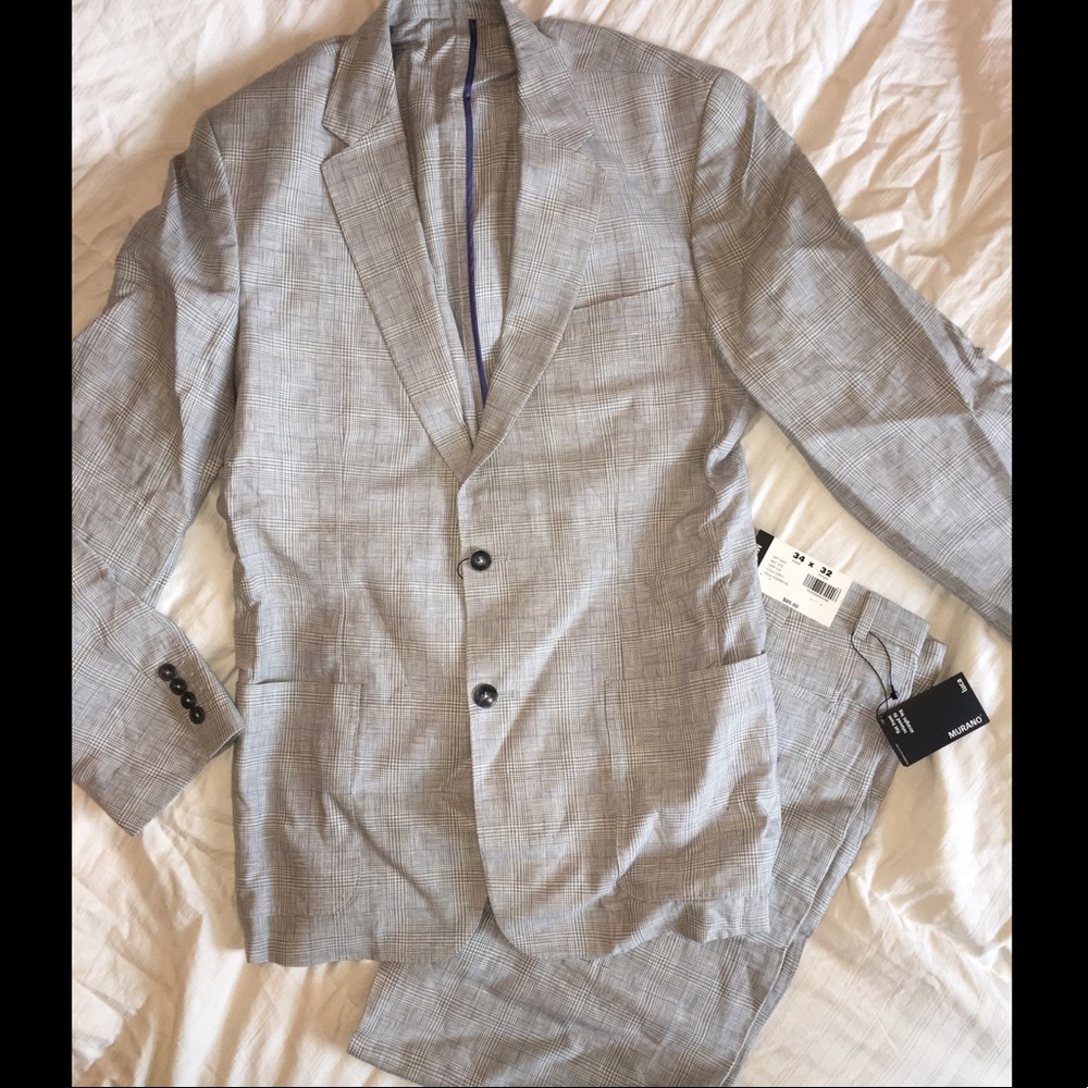Murano Linen grey and blue suit - stunning!